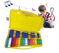 Kids xylophone 25 nota Carreteras de metal coloridas Glockenspiel con estuche y dos mazos de percusión xilófono para principiantes enseñando música a niños regalos de más de 4 años, amarillo