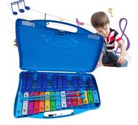 Kids xylophone 25-nota Clay de metal colorido Glockenspiel con estuche y dos mazos de percusión xilófono para principiantes enseñando música para niños regalos de más de 4 años (azul)