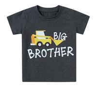 Kids4ever Camiseta para niño con gráfico de Excavadora, Camiseta de Gran Hermano, Camiseta de algodón de Verano para niño pequeño, Cuello Redondo, Manga Corta, Informal, Bonita, de 1 a 6 años