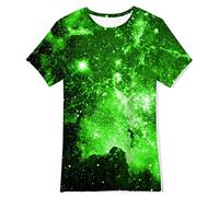 Kids4ever Camisetas para niños Green Galaxy Camiseta 9-12 años niñas Camiseta niños Rockstar Funky 3D Camisetas