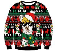 Kids4ever Suéter de Punto de Navidad para Niños Niñas Otoño Invierno Ugly Funny Alpaca Graphic Jumper Manga Larga Cuello Redondo Jersey de Punto 9-10 Años