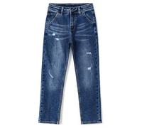KIDSCOOL SPACE Boy Jeans, Big Kid Ripped Elastic Band Inside Slim Fit Denim Jeans Pantalones,Azul,7-8 años