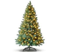 Kidsgigglz Árbol de Navidad artificial de 240 cm con iluminación, árbol de abeto artificial verde 8 modos cadena de luces, Christmas Tree para decoración navideña con 1200 agujas de abeto, grandes
