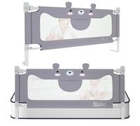 Kidsgigglz Barrera Seguridad Niños Cama, Celosía de Cama de 180 cm, Barandilla Cama Niño, Barrera Cama Bebe, Protección contra Caídas, Altura Regulable, para Bebés y Niños, Diseño de Oso