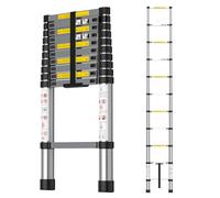 Kidsgigglz Escaleras Plegables Aluminio, 3,2m Escalera Telescópica, Escalera Plegables Telescópica de Aluminio Multiusos Portátil Extensible, Resistente y Antideslizante, Capacidad de Carga de 150 kg