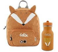 Kidslino Mochila infantil personalizada con nombre, diseño de león Trixie, ideal para guardería, guardería, correas ajustables, cremalleras aptas para niños, opcional con botella de agua, Zorro, ca.