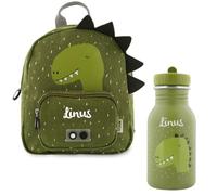 Kidslino Mochila infantil personalizada con nombre, diseño de león Trixie, ideal para guardería, guardería, correas ajustables, cremalleras aptas para niños, opcional con botella de agua, dino, ca. 21