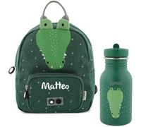 Kidslino Mochila infantil personalizada con nombre, diseño de león Trixie, ideal para guardería, guardería, correas ajustables, cremalleras aptas para niños, opcional con botella de agua, cocodrilo,