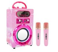 Kidsonor Máquina de karaoke Bluetooth para niños con 2 micrófonos, control remoto inalámbrico recargable, altavoz de karaoke portátil, reproductor de música MP3, altavoz con micrófonos para niños