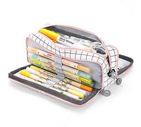 KidsPark Estuche Escolar con 3 Compartimentos, Estuche Escolar Grande Capacidad, Estuche Lapices Organizador Estuche de Maquillaje para Niña Niños Adolescentes Estudiantes, Cruzar