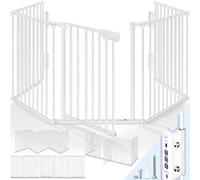 KIDUKU® Barrera de Seguridad 540 cm para Niños y Mascotas | Reja de Protección de Metal - Premontado | Rejilla Protectora Metálica Plegable con Puerta | 9 Paneles