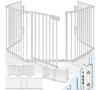 KIDUKU® Barrera de Seguridad 540 cm para Niños y Mascotas | Reja de Protección de Metal - Premontado | Rejilla Protectora Metálica Plegable con Puerta | 9 Paneles