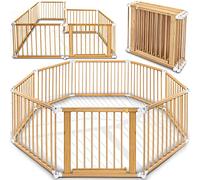 KIDUKU® Parque de bebé XXL 8 Piezas Corralito plegable puerta incluida, forma individual (Blanco)