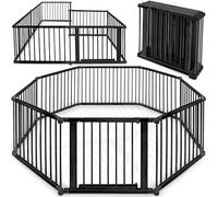 KIDUKU® Parque de bebé XXL 8 Piezas Corralito plegable puerta incluida, forma individual (Negro)