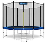 KIDUKU® Trampolín Ø 244/305 cm - Juego Completo con Red de Seguridad, Escalera, Cubierta de Bordes, Anclaje de Suelo y Accesorios para Exterior jardín Cama elástica Infantil Capacidad de Carga 150 kg