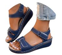 Kiduoua Sandalias Mujer Verano Plataforma Comodas Mujer, Zapatos OrtopéDicas Con Punta Abierta CuñA Lavable Caminar Elegante Sandalias Retro Playa CóModas Y Transpirables Walking Slippers Open Toe