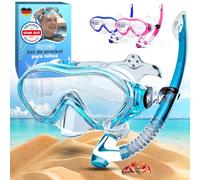 KIDVERSE Gafas Buceo Niña y Niño - Gafas Snorkel - Mascara Buceo con Tubo | Gafas Buceo Cristal Templado Testato Dermatest - Antivaho Gafas Bucear con Tubo a partir de 5 Años - Cinta de Tela o Silicona