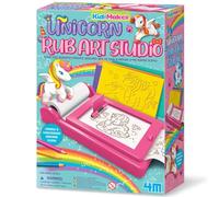 KidzMaker Unicorn Rub Art Studio, kit d manualidades para crear el arte perfecto de unicornio, rollo de papel de 8 metros de largo, kit para niños y niñas de 4 a 10 años, rosa