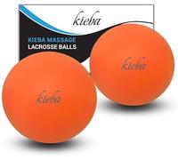 Kieba - Bola de lacrosse para masaje de liberación miofascial, terapia de puntos de gatillo, contracturas musculares y yoga Juego de 2 bolas firmes., Naranja(Two Orange)