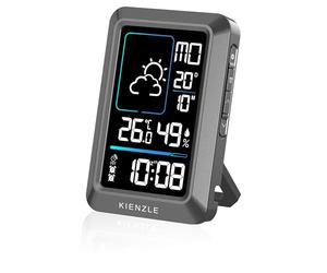 Kienzle Compact Estación meteorológica casa con reloj radiocontrolado | Temperatura interior, humedad interior, previsión del tiempo, reloj radiocontrolado, fecha, 2 alarmas, snooze