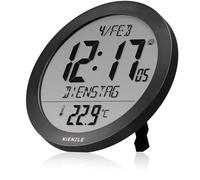 KIENZLE DCF Radio-Control. Wall Clock w. Room Temp.Display black