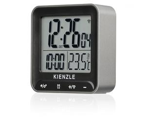 Kienzle Despertador Digital Cuadrado radiocontrolado con Dos alarmas | Temperatura interior, fecha y día, función repetición, cuatro botones táctiles, retroiluminación, formato de 12 o 24 horas