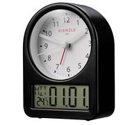 Kienzle Reloj despertador retro con esfera analógica, pantalla digital de fecha y temperatura, carcasa de metal, luz de fondo, funciona con pilas