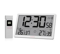 Kienzle Jumbo Neo Reloj meteorológico de Pared LCD Blanco con Pantalla XXL | Temperatura interior y exterior, humedad, previsión meteorológica, presión, hora DCF, alarma, memoria máx mín, alcance 80 m
