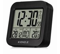 Kienzle Radio despertador de viaje con indicador de temperatura, dos alarmas, función de repetición, retroiluminación LED, compacto, negro