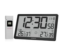 Kienzle Reloj de pared con pantalla LCD XL, sensor exterior, temperatura y humedad, color negro