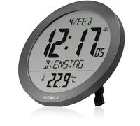 Kienzle Reloj de Pared radiocontrolado DCF 18,7 cm Temperatura Interior | Temperatura interior con memoria máx mín, fecha y día, 2 alarmas con repetición, soporte abatible, 2 pilas AA incluidas
