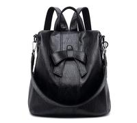 Kiepoar Mochila Antirrobo Mujer de PU Cuero Suave, Bolsa Casual Escolar con Lazo Lindo, Correa de Hombro Extraíble como Bolsa Bandolera, Elegante Impermeable Grande para Trabajo Oficina Escuela Viaje