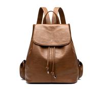 Kiepoar Mochila Casual para Mujer de PU Cuero Suave, Bolsa con Cierre de Cordón Antirrobo Escolar, Mochila Clásica Elegante Ligero Impermeable Multibolsillos Ideal para Trabajo, Escuela y Viaje