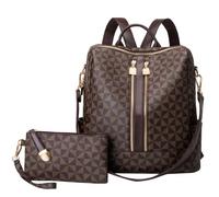 Kiepoar Mochila Moda de PU Cuero para Mujer con Billetero, Bolsa Casual Escolar Bolsa Bandolera de Patrón de Rombo, Mochila Elegante Impermeable Gran Capacidad para Oficina Escuela Viaje