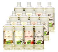 KieselGreen Bioetanol 12 x 1 litro con Fragancia para Chimenea de Etanol, Muchas Variedades - Bioalcohol como Fragancia de Ambiente - Estufas de Bioetanol, Biochimenea Etanol, Ethanol (M2)