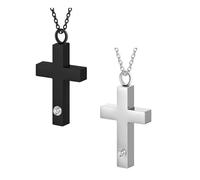 KieTeiiK 2 Piezas De Soportes para Cenizas Cruzadas Collar con Colgante Urna Recuerdos Mascotas Adecuado Uso Diario Y Ceremonias Conmemorativas. Colgante Urna Cruzada