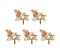 KieTeiiK 5Pcs Animal Happy Birthday Cake Toppers Cupcakes Ornament Cartoon Animal Birthday Party Decoration For Kids and Adults Acrylic Capybara Cake Toppers