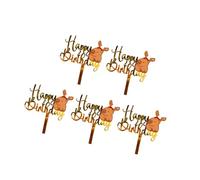 KieTeiiK 5Pcs Animal Happy Birthday Cake Toppers Cupcakes Ornament Cartoon Animal Birthday Party Decoration For Kids and Adults Acrylic Capybara Cake Toppers