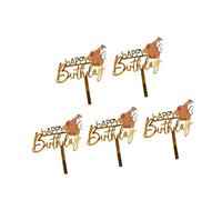 KieTeiiK 5Pcs Animal Happy Birthday Cake Toppers Cupcakes Ornament Cartoon Animal Birthday Party Decoration For Kids and Adults Acrylic Capybara Cake Toppers
