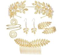 KieTeiiK Accesorios para disfraz de griegos romanos, diosas griegas, diosas, diadema, puños y aretes, joyería para disfraces de novia, J, Taille unique