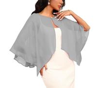 KieTeiiK Chal ligero y transparente para novia, protección solar UPF30+, botón de perlas, cubierta de hombro para boda, elegante envoltura para niñas para vestido de noche, gris, Talla única