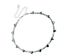 KieTeiiK Collar con colgante de corazón hecho a mano con detalles de cristal, cadena ajustable, elegante para ocasiones especiales, colgante de cristal de obsidiana negra