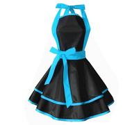 KieTeiiK Delantales de cocina retro para mujer y niña, de algodón, vestido de salón de cocina, delantal vintage, regalos para madres, delantales de cocina retro, azul, Talla única