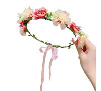 KieTeiiK Diadema de corona de flores para niños pequeños, tela ligera, postizo floral, coronas de pelo para damas de honor y festividades, coronas de flores, diademas para niñas