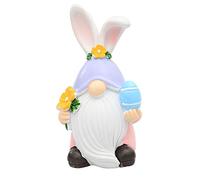 KieTeiiK Easter-Bunny-Dwarf Doll-Statue Resin Holding Egg Figurine Holiday Party Garden Desktop-Ornament for Party Easter-Rabbit Decorations for The Home