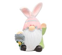 KieTeiiK Easter-Bunny-Dwarf Doll-Statue Resin Holding Egg Figurine Holiday Party Garden Desktop-Ornament for Party Easter-Rabbit Decorations for The Home