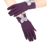 KieTeiiK Elegantes guantes de felpa suave con lazo y detalle de puño peludo para niños y mujeres, accesorios de invierno para fotos de invierno, guantes de invierno para mujer, Morado (, Talla única