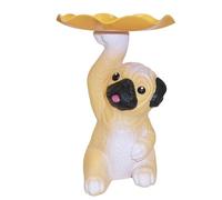 KieTeiiK Estatua de perro de resina con contenedor de almacenamiento, figuras de perro, adorno para plato de caramelos, cuenco para entrada, mesa de entrada, soporte decorativo para cuencos
