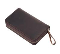 KieTeiiK Estuche adicional de piel de vacuno con partículas superiores para escritores, aprendices, resaltando la textura permanente de caballo salvaje, estuche de cuero transportable para viajes