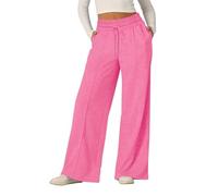 KieTeiiK Pantalones deportivos casuales de cintura alta con bolsillos atléticos de pierna ancha holgados con cordón para descansar, pantalones deportivos holgados para mujer, C, M